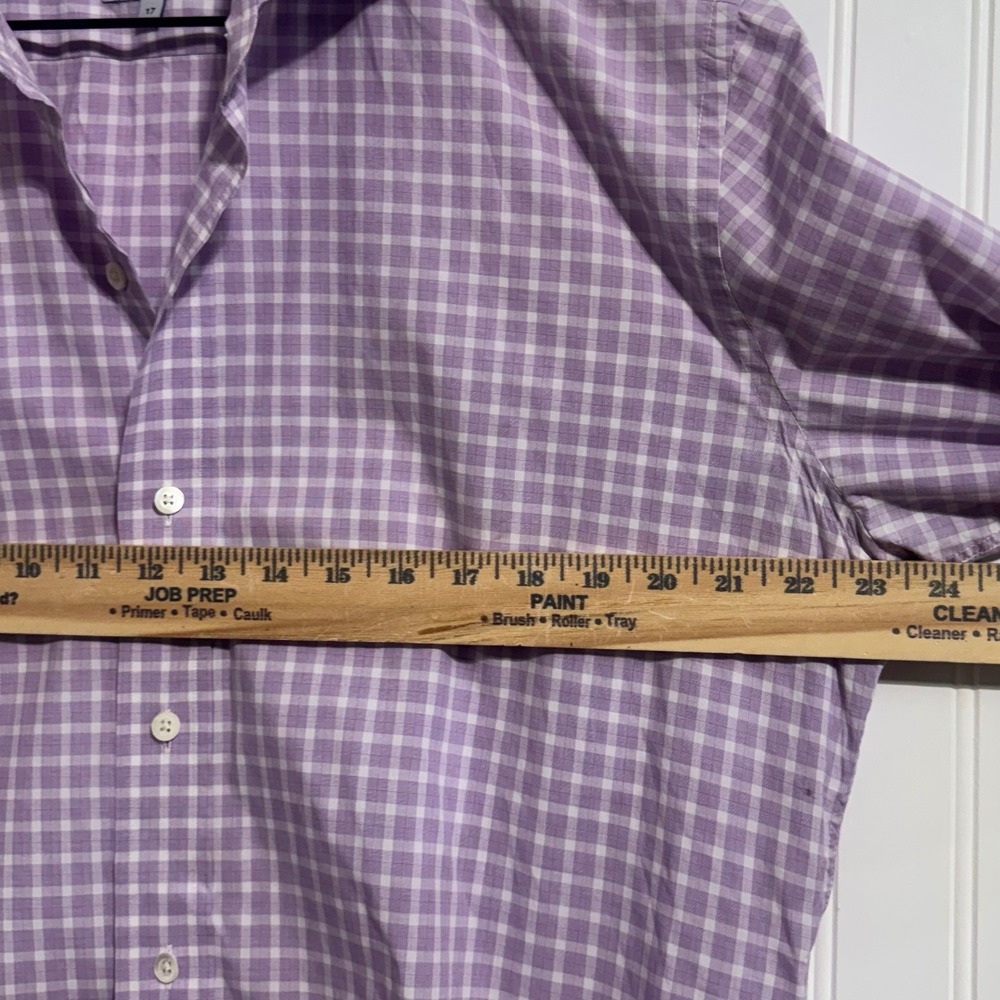 LEDBURY Slim Fit‎ Shirt 17 Purple Gingham Check Spread Collar Luxury Shirting - Picture 4 of 7